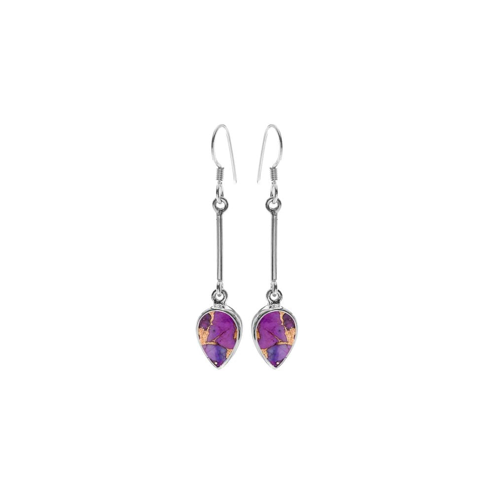 Samira long stem purple mohave turquoise teardrop earrings