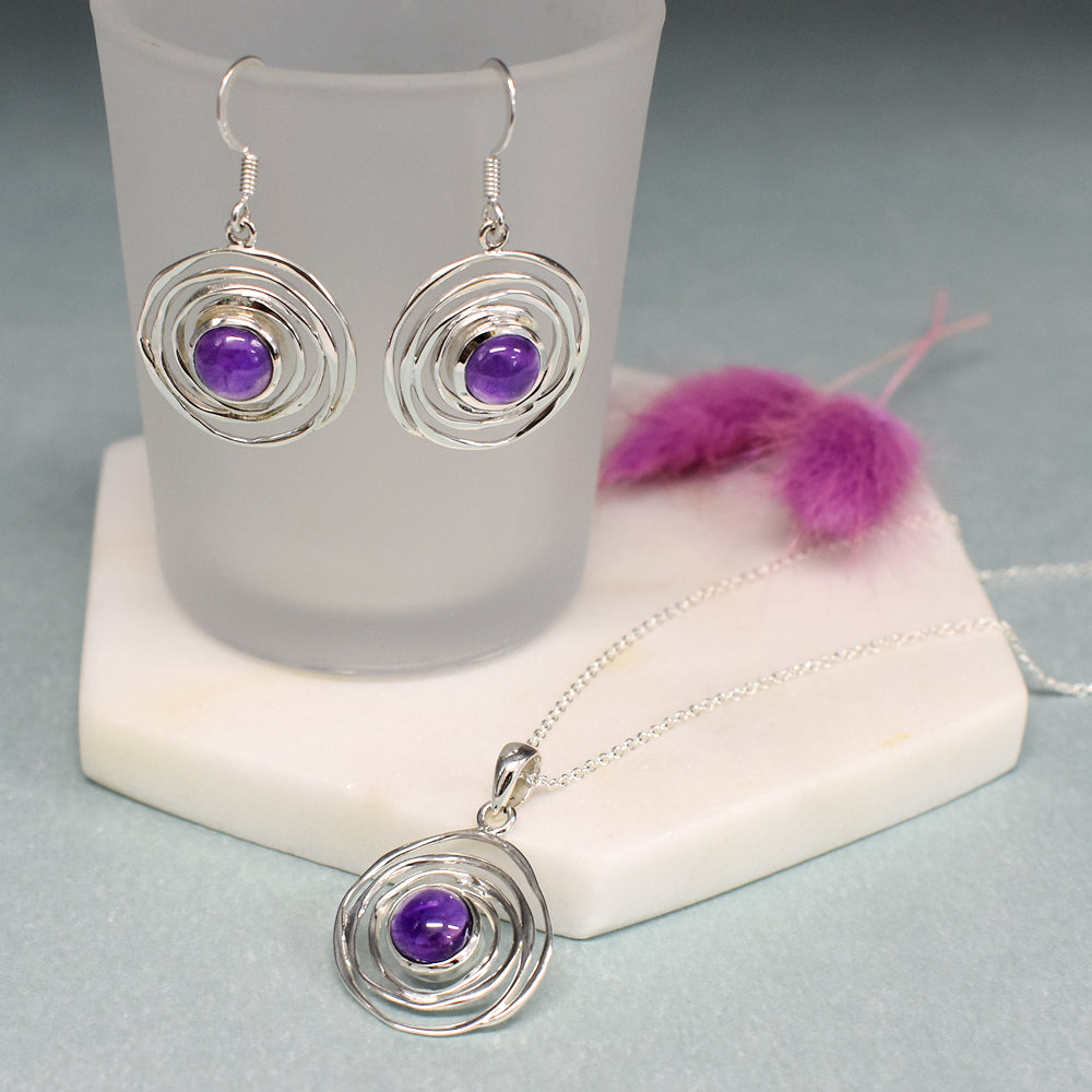 Lexi spider web amethyst earrings