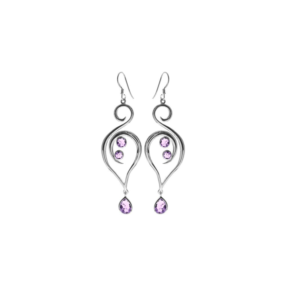 Viola amethyst facet large swirl earrings