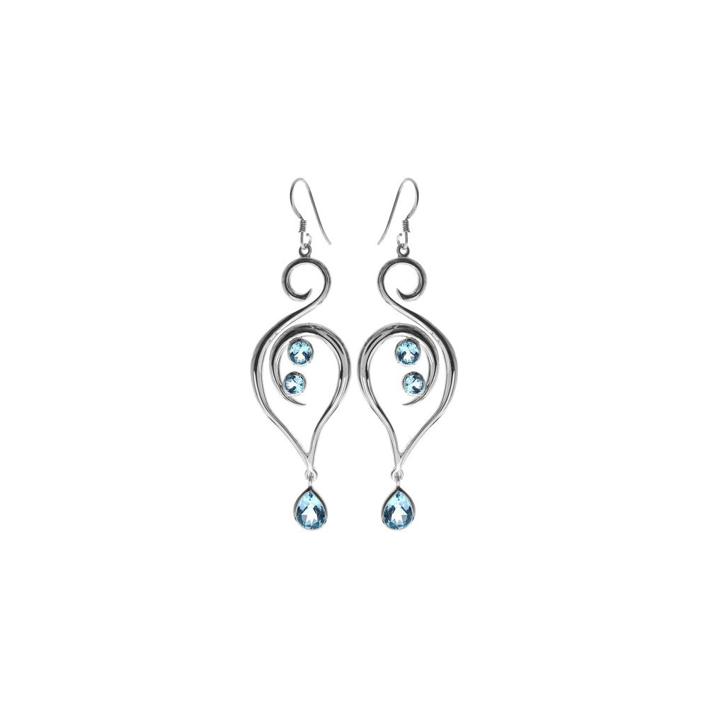 Viola blue topaz large swirl earrings