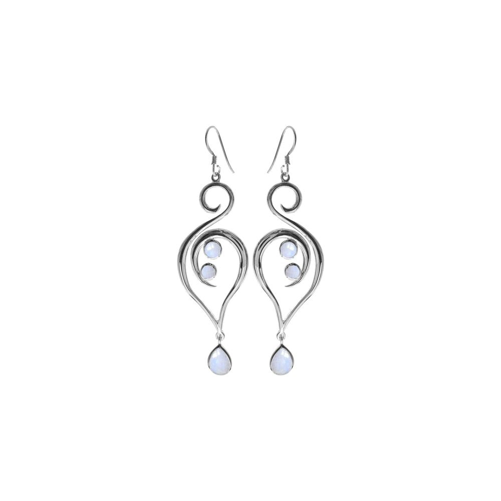 Viola rainbow moonstone large swirl earrings