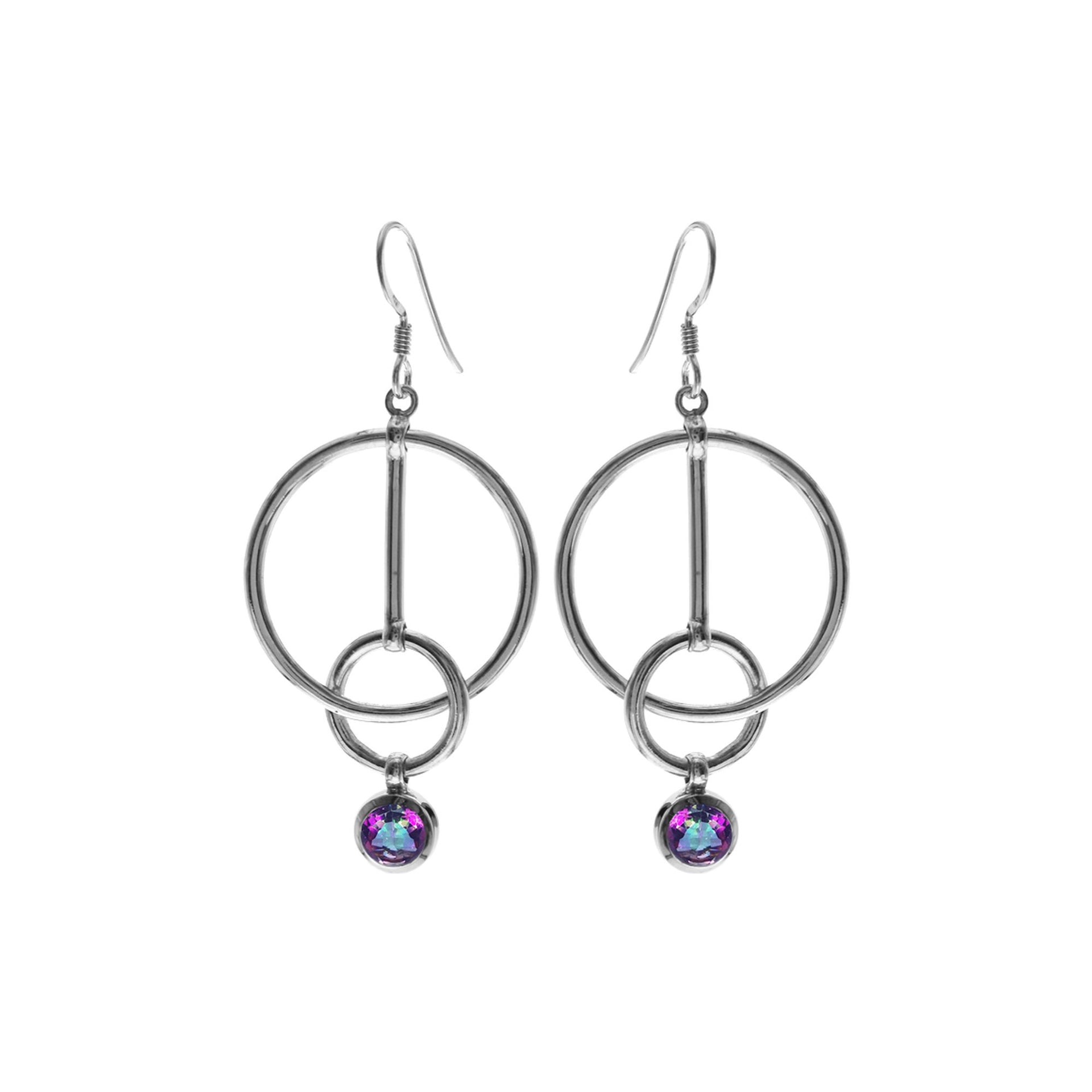 Pendulum with hoop & mystic topaz earrings