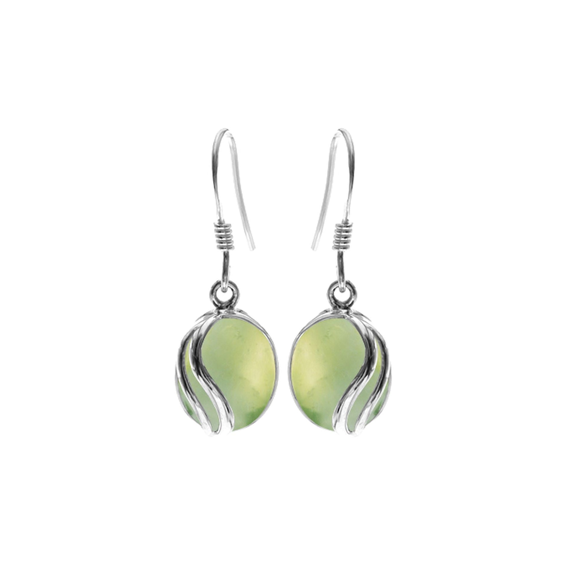 Lola prehnite earrings with stripe overlay
