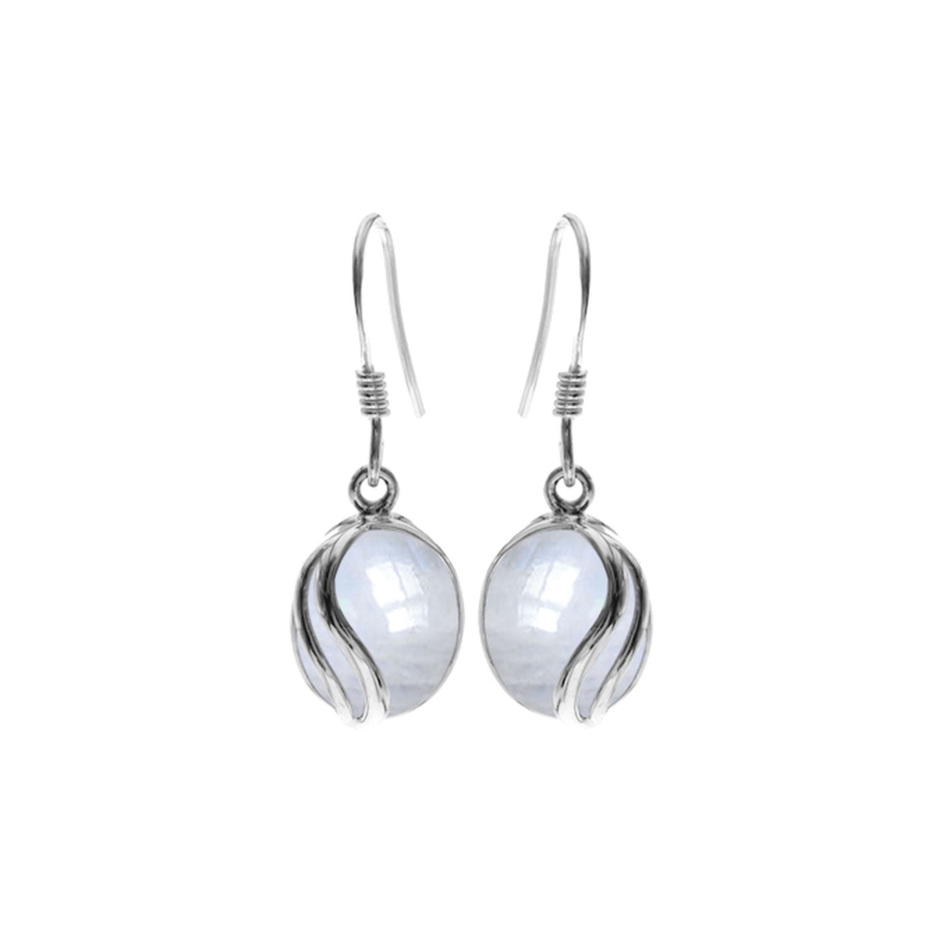 Lola rainbow moonstone earrings with double stripe overlay