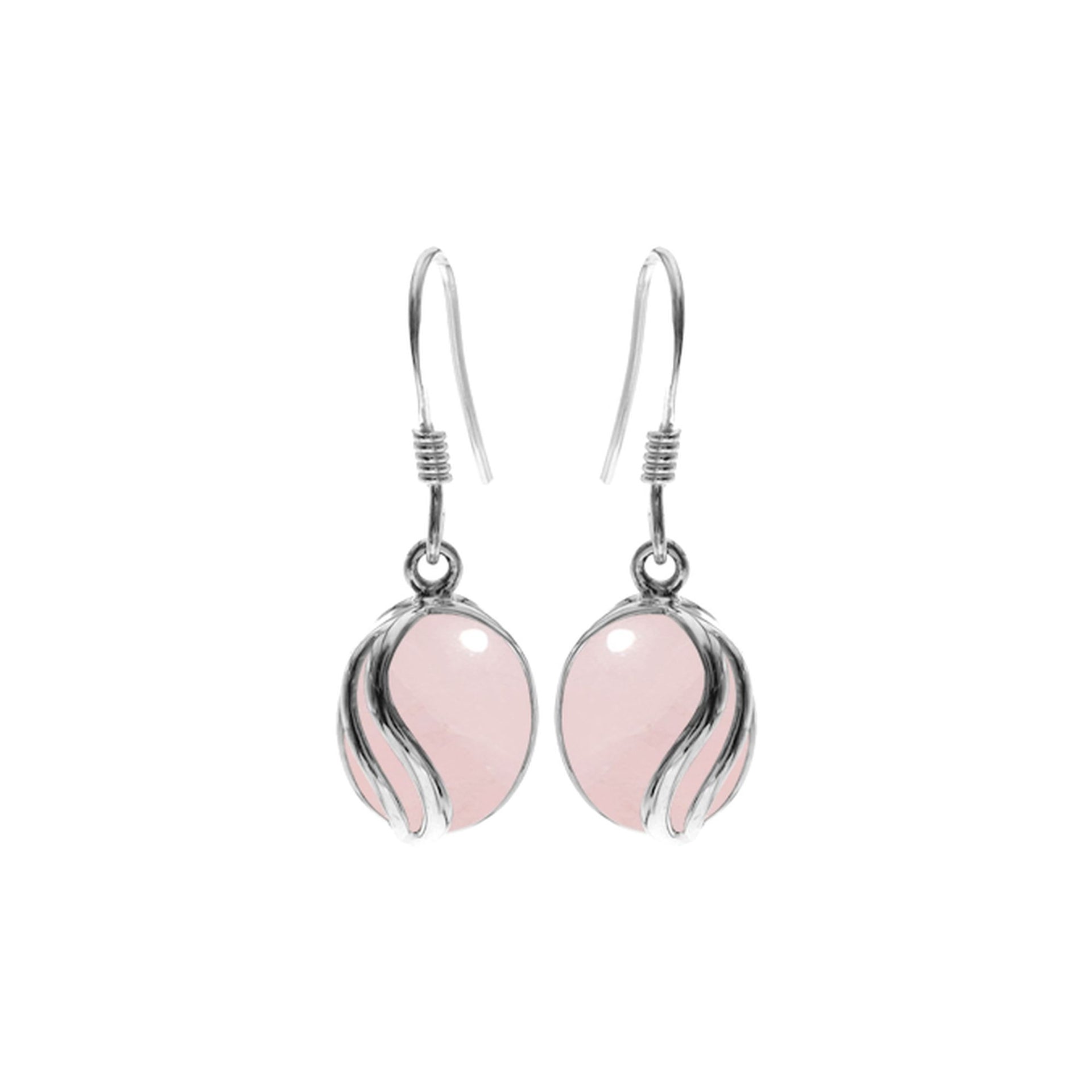 Lola rose quartz earrings with stripe overlay