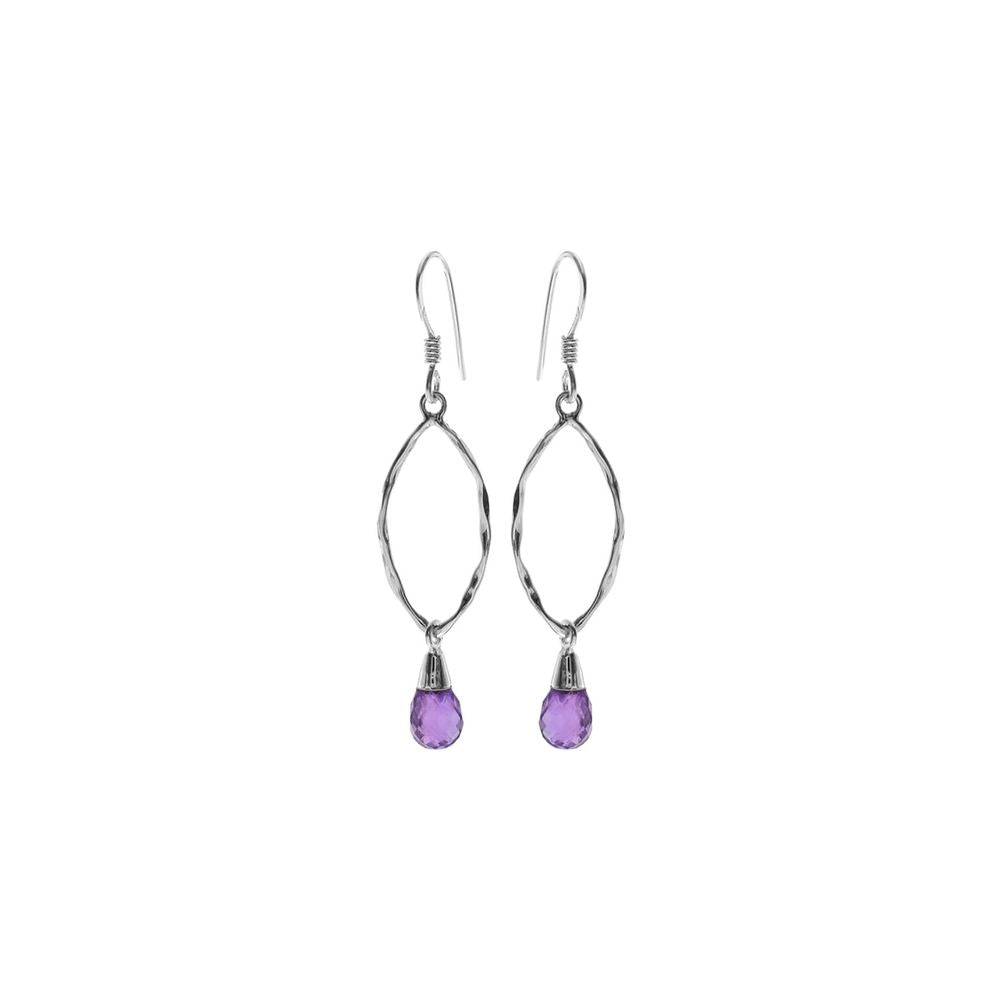 Viola briolette amethyst hammered marquis earrings