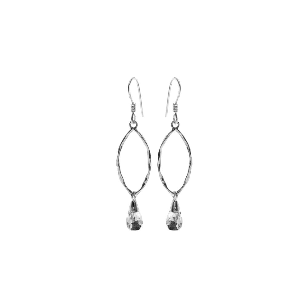 Viola briolette quartz hammered marquis earrings
