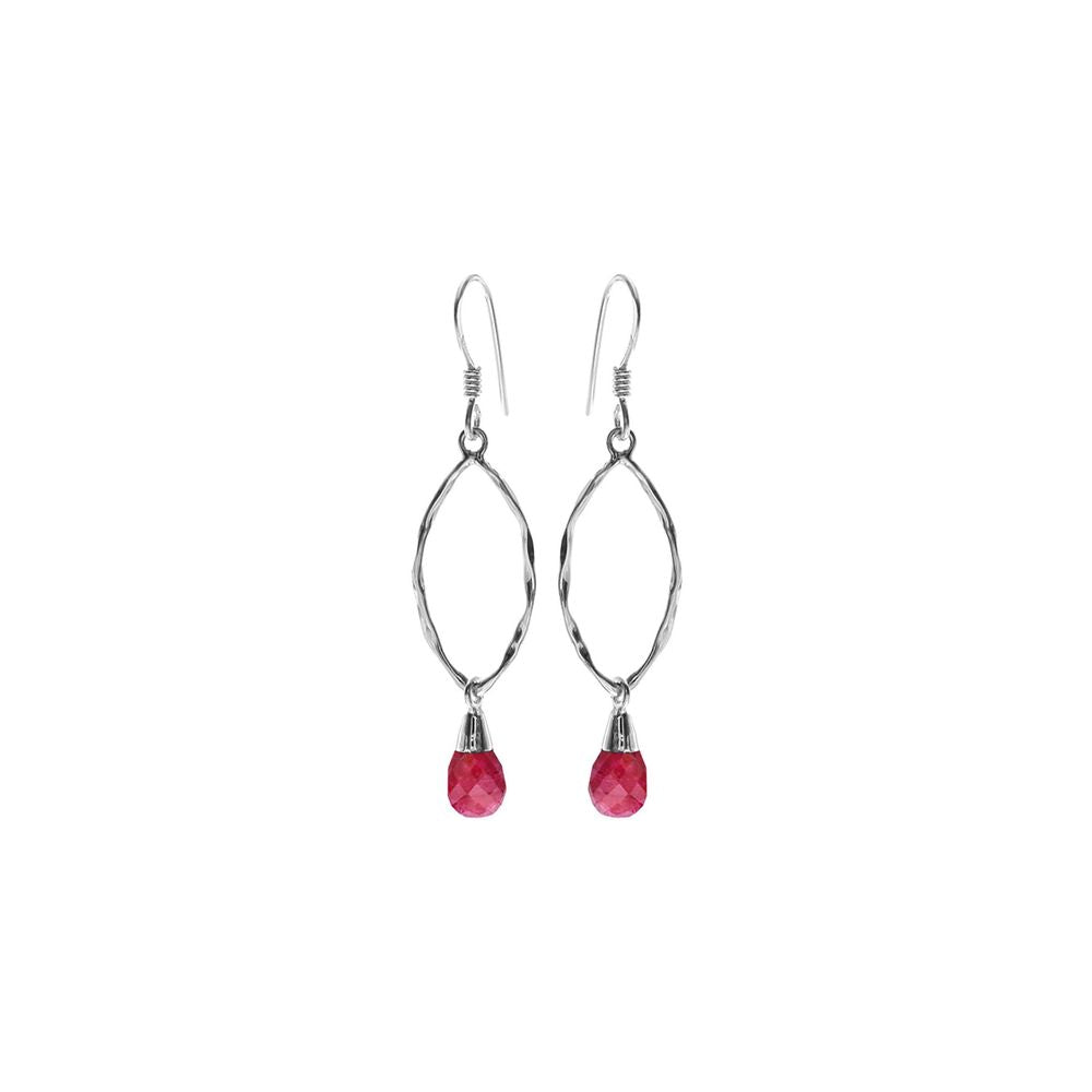 Viola briolette ruby quartz hammered marquis earrings