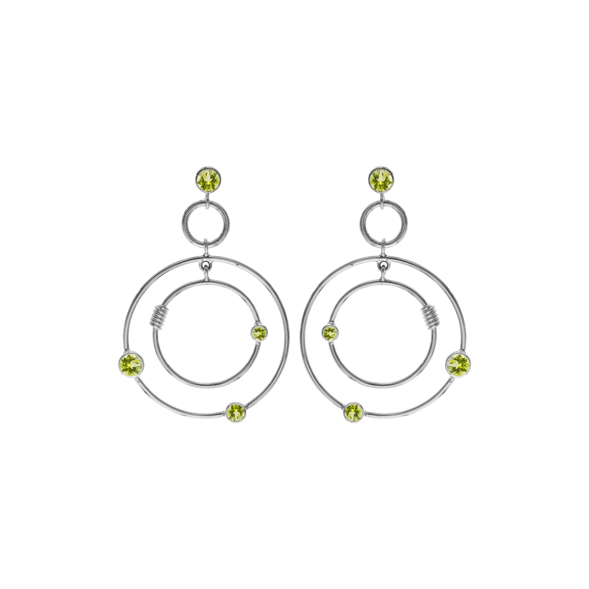 Faceted peridot hoop orbit earrings