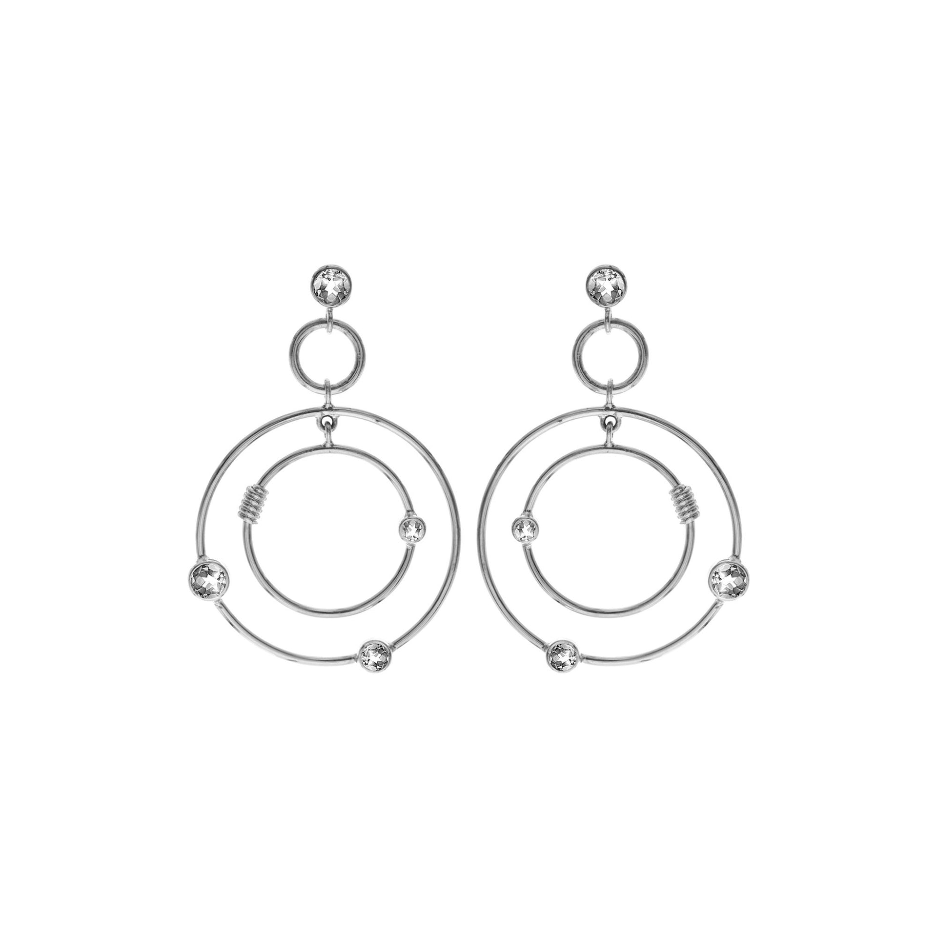 Faceted quartz hoop orbit earrings