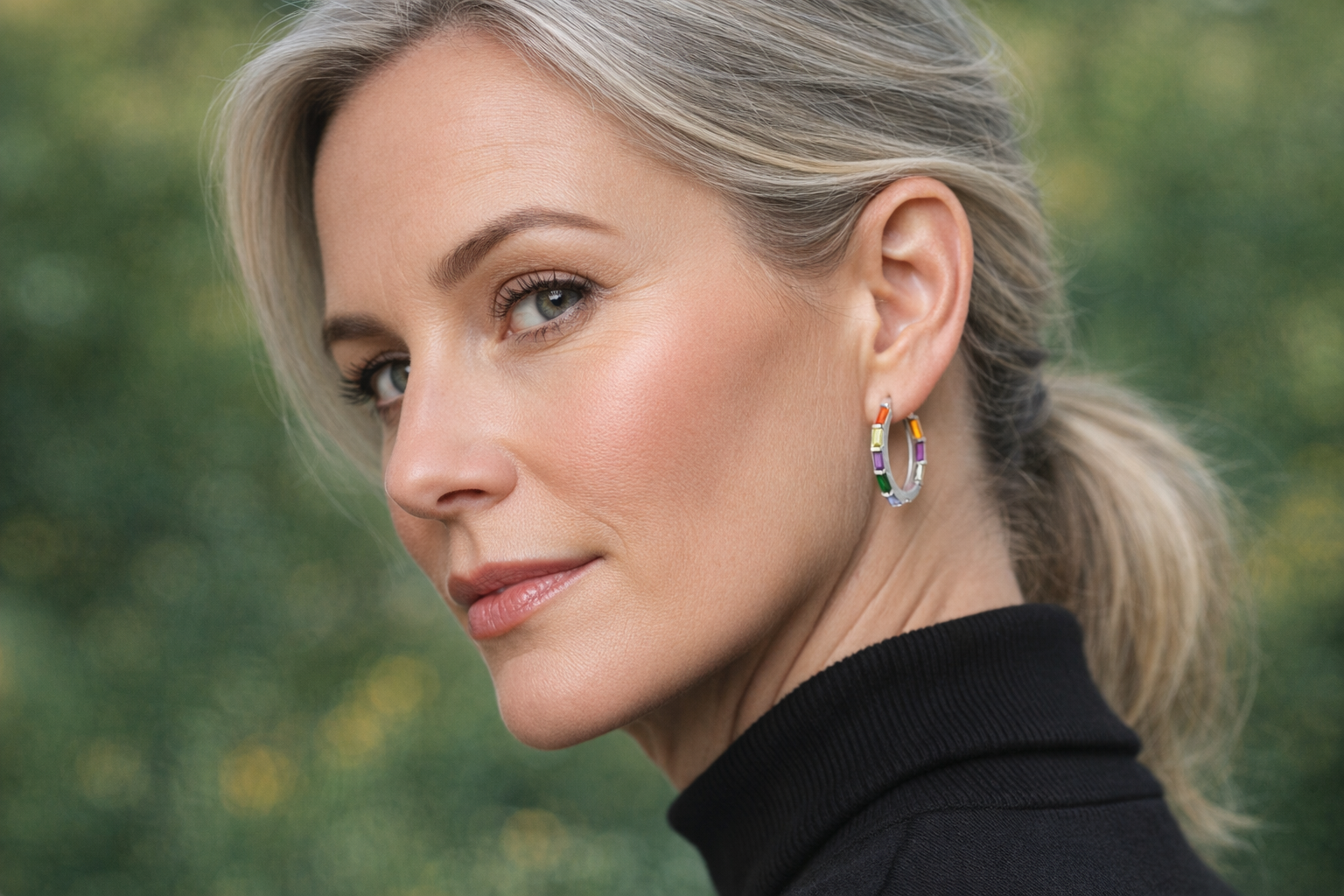 Heidi baguette rainbow CZ hoops