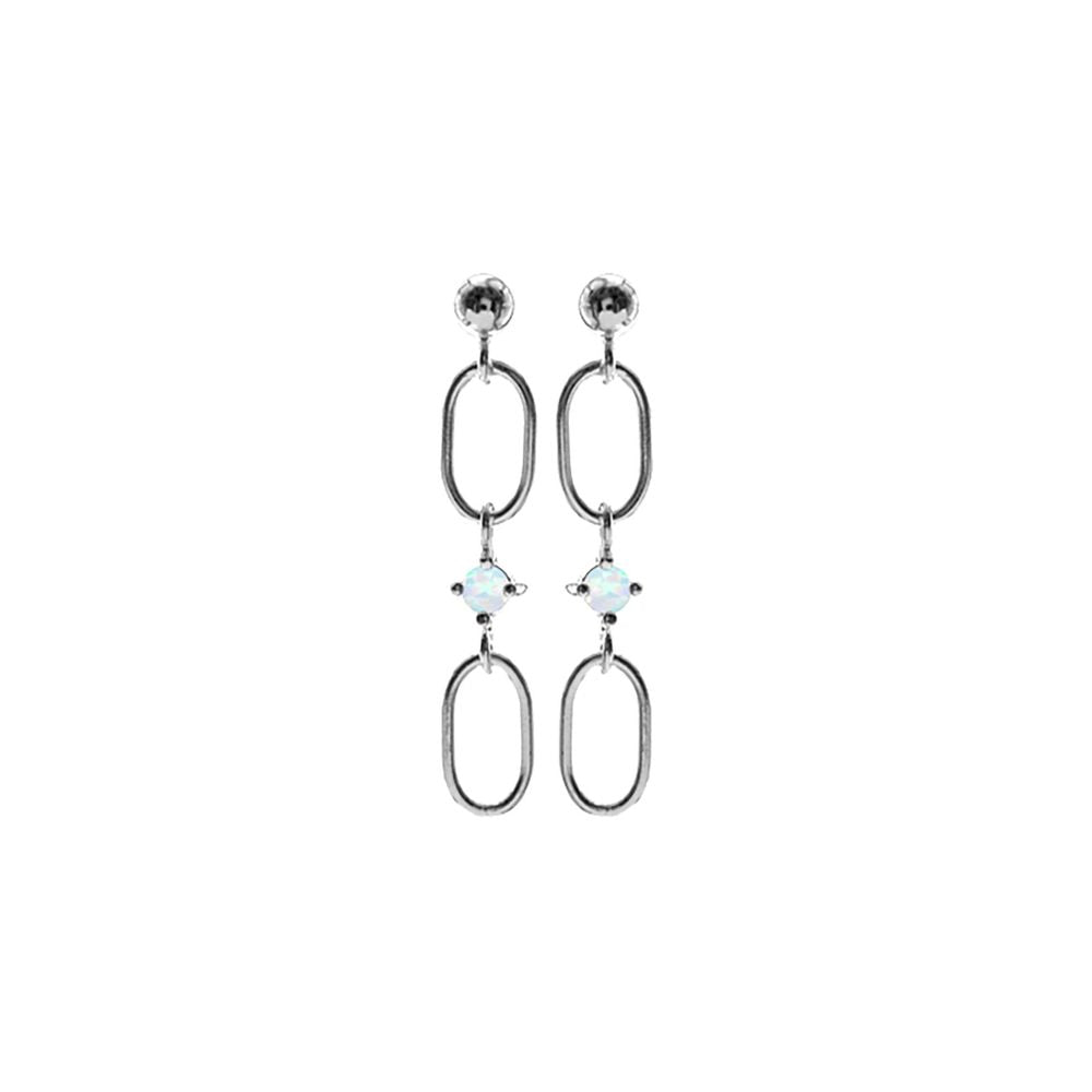 Bethan oval link chain studs white opal