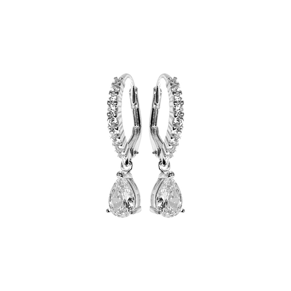 Davina CZ teardrop hinged huggies