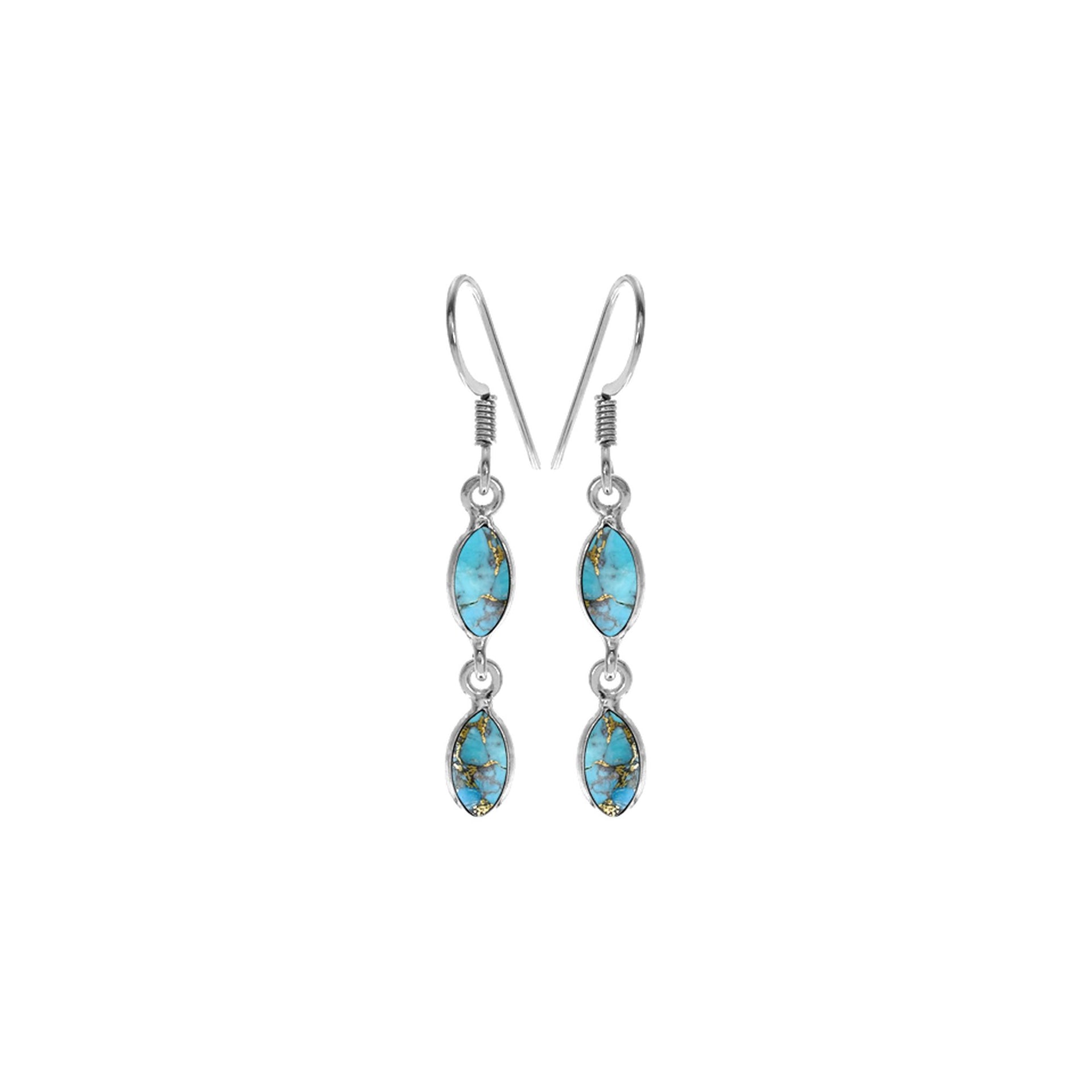 Bridget double marquis blue mohave turquoise earrings