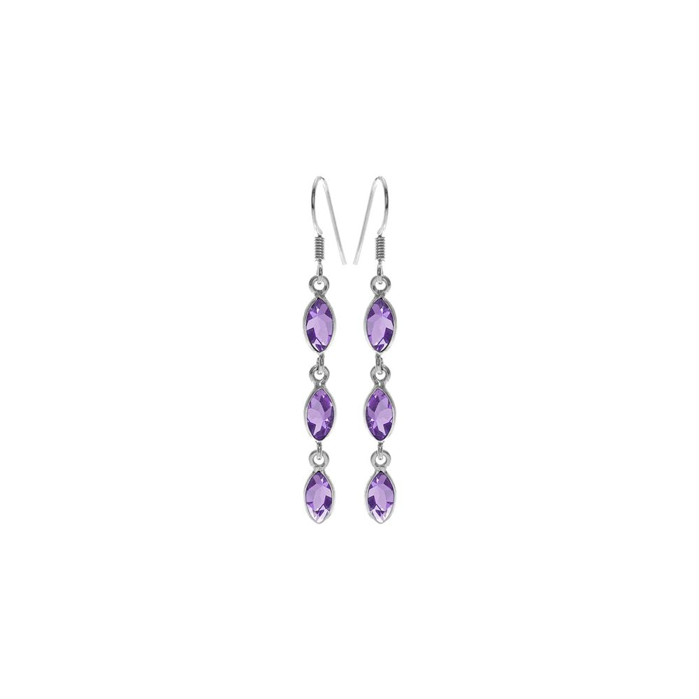 Bridget triple marquis faceted amethyst earrings