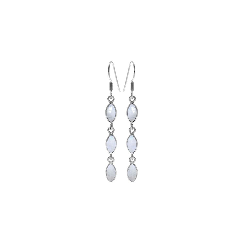 Bridget triple marquis rainbow moonstone earrings