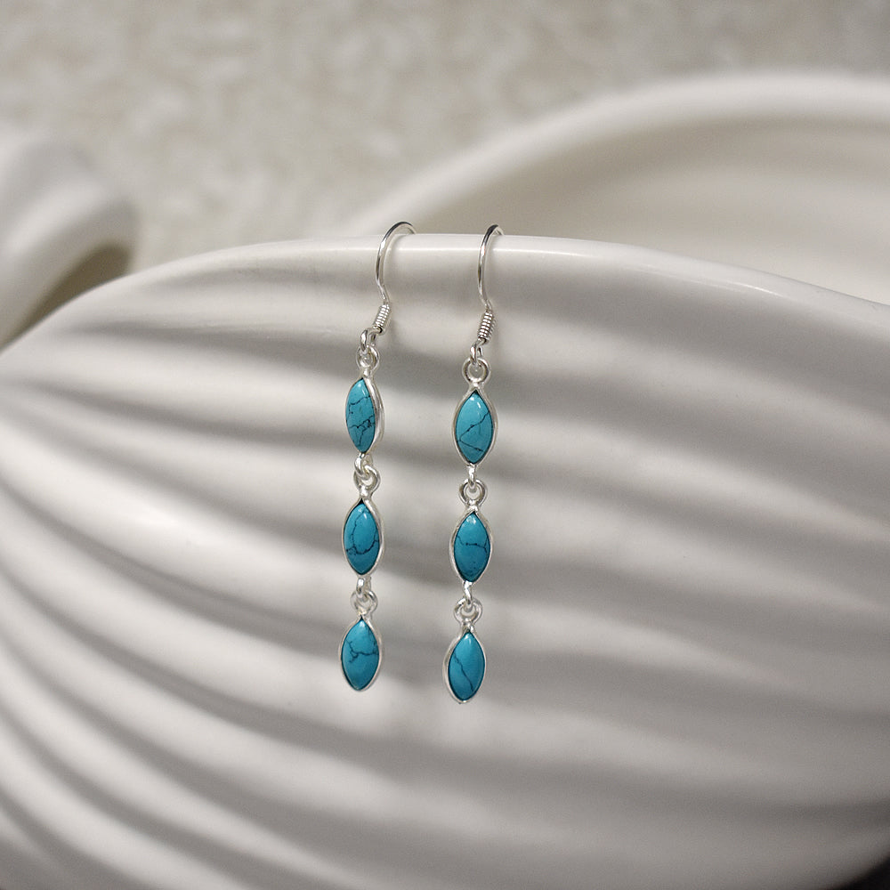 Bridget triple marquis turquoise earrings