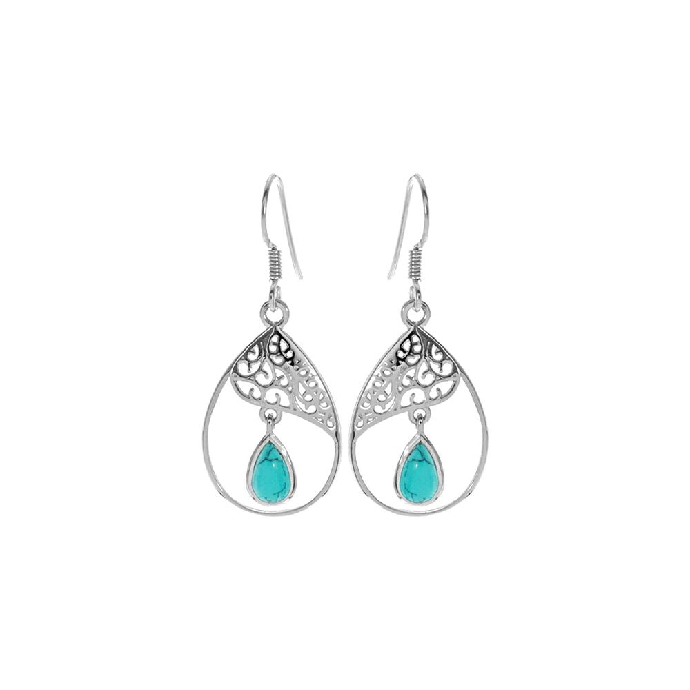Tilly teardrop turquoise filigree earrings