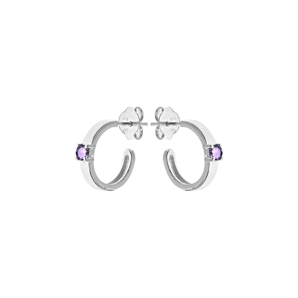 Kara faceted amethyst square profile huggies