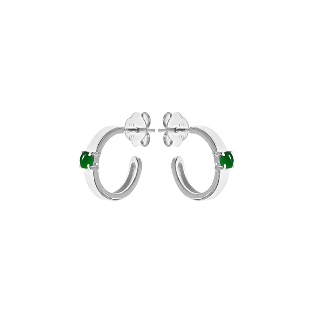 Kara green agate square profile huggies
