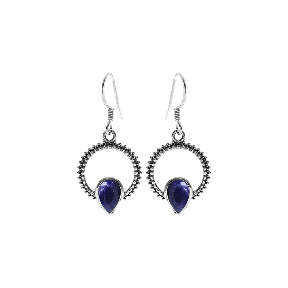 Isla lapis textured loop earrings