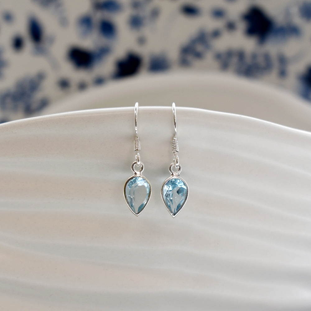 Bridget inverted teardrop blue topaz earrings