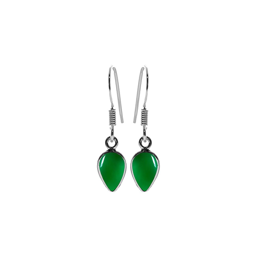 Bridget inverted teardrop green agate earrings