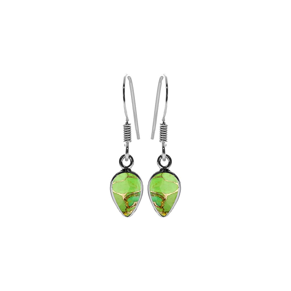 Bridget inverted teardrop green mohave turquoise earrings