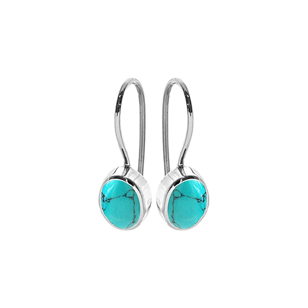 Samira oval turquoise fixed hook earrings