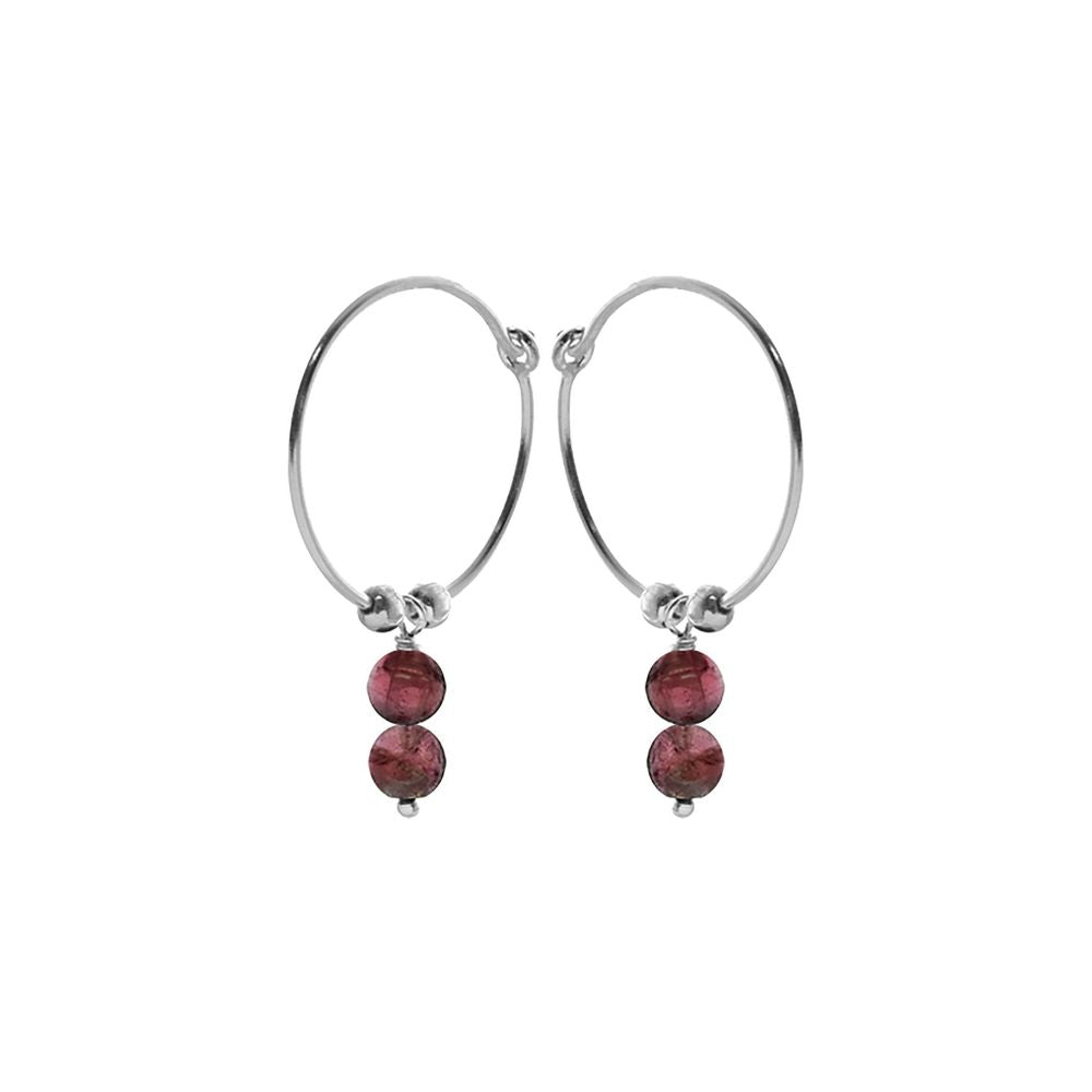 Jaelyn hoops double garnet beads