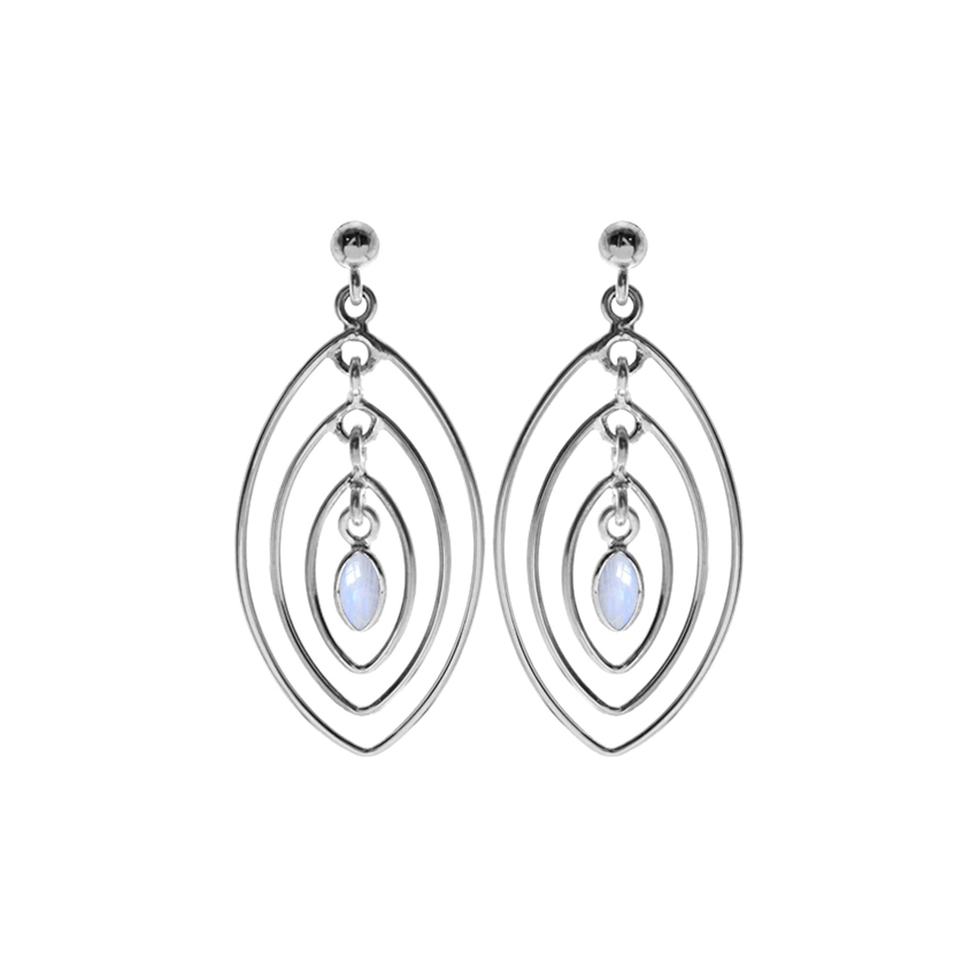 Ivy multi marquis hoops rainbow moonstone earrings
