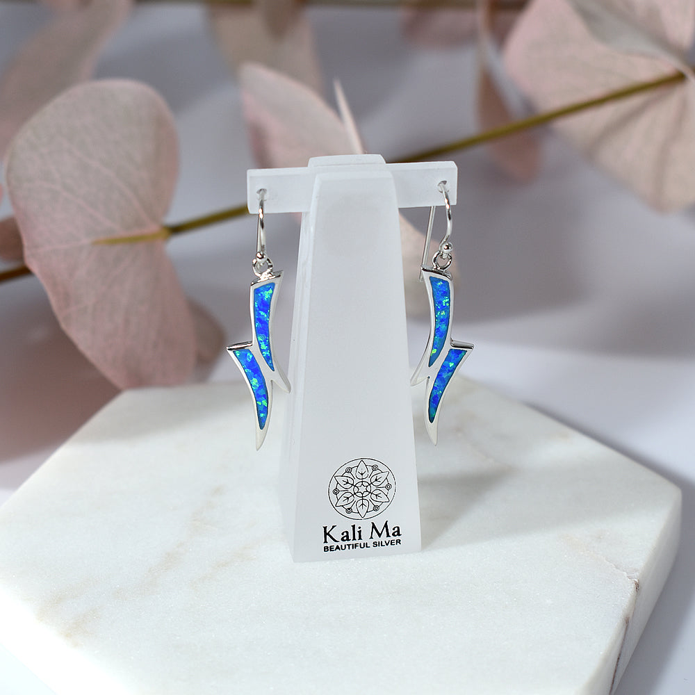 Diana crossover lightening blue opal earrings