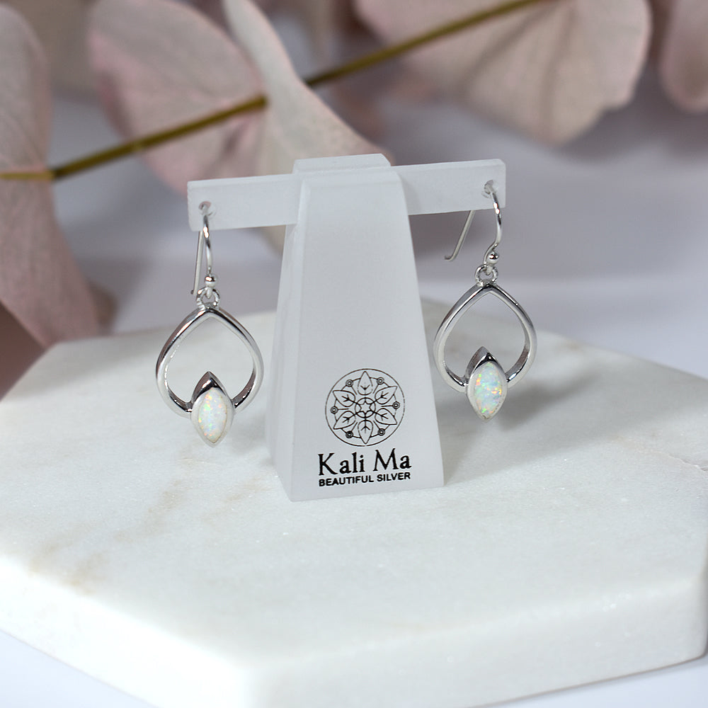 Antoinette marquis white opalique wire loop earrings