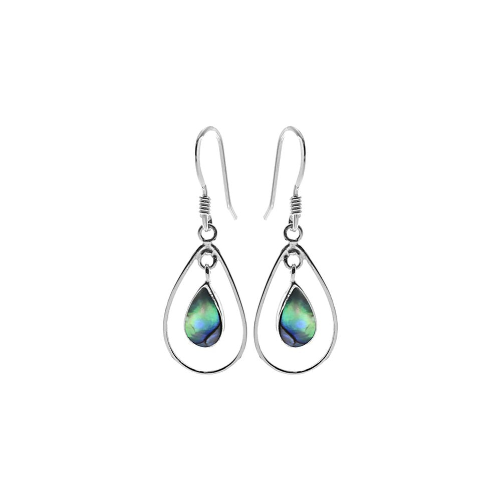 Bronwen wired paua shell teardrop earrings