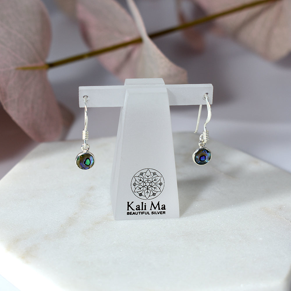 Bronwen small round paua shell earrings