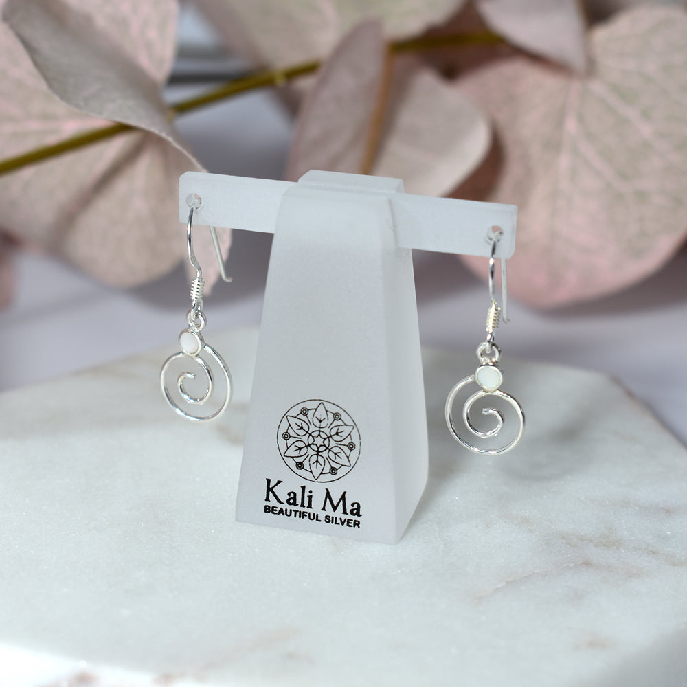 Smile mother of pearl with fine swirl earrings