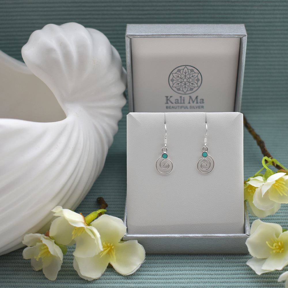 Smile turquoise with fine swirl earrings