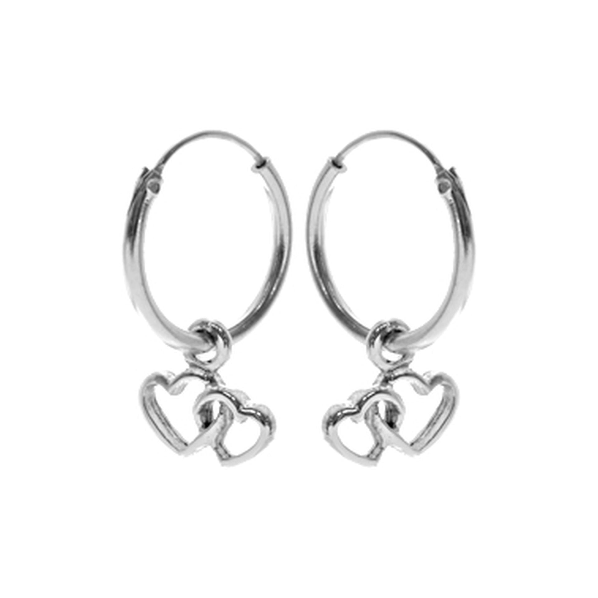 Smile small hoop with linked lovers hearts