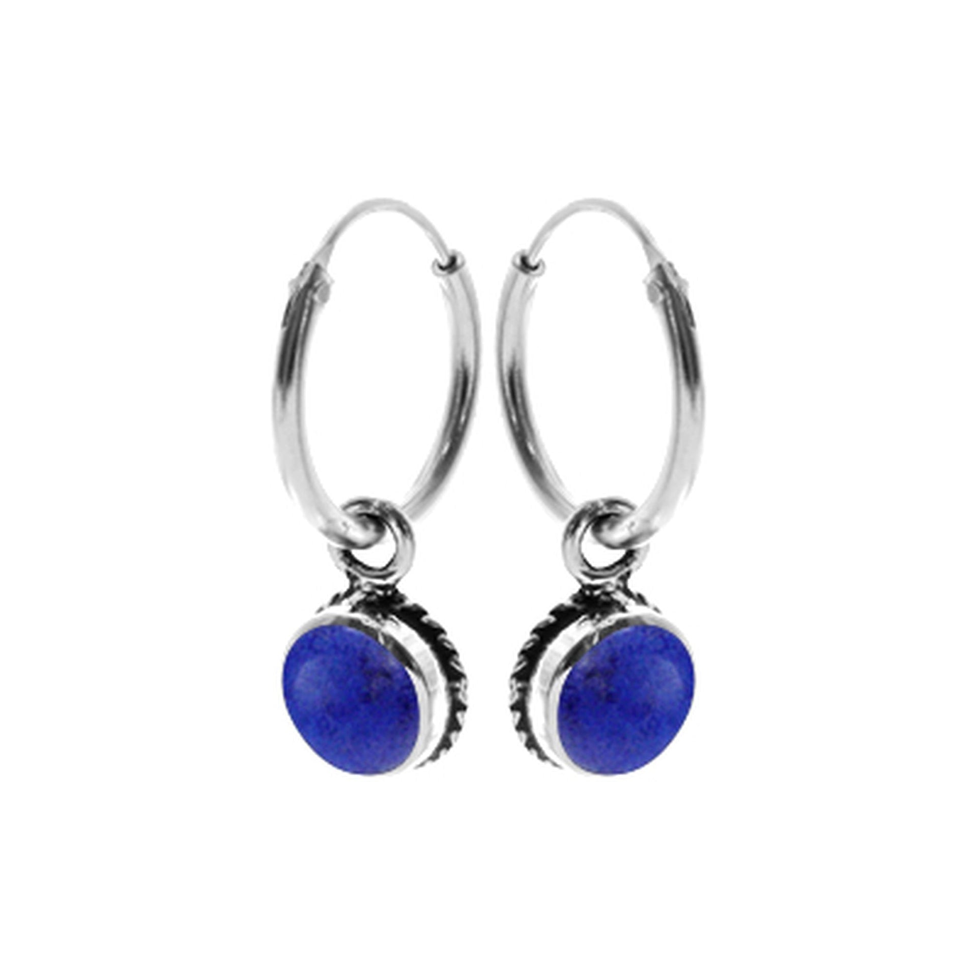 Smile small hoop with vintage lapis lazuli
