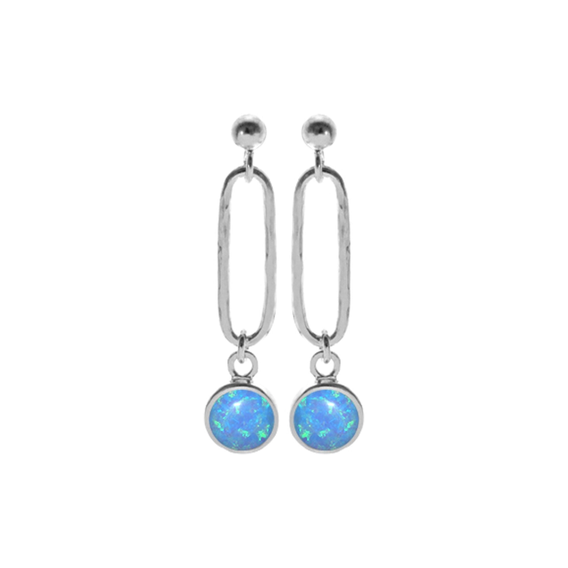 Angelica long link blue opalique earrings