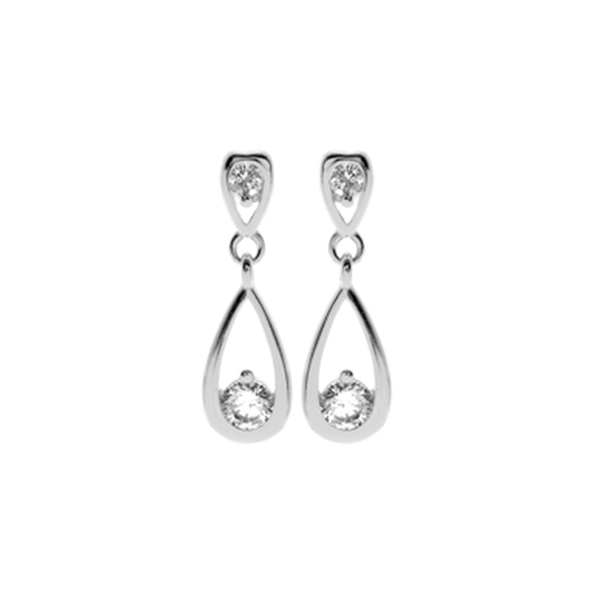 Carrie inverted teardrop CZ studs with hanging CZ
