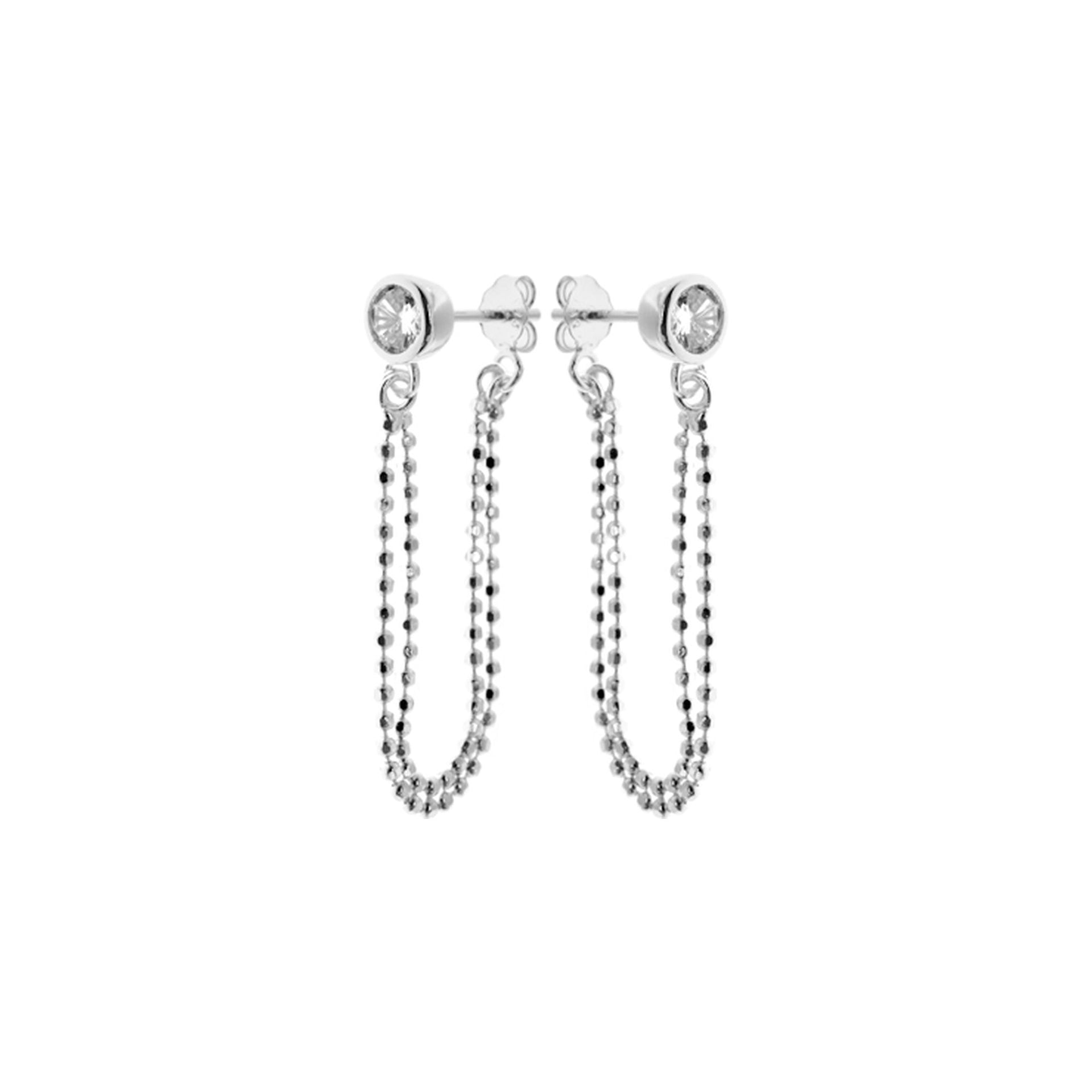Carrie CZ studs with ball chain loop earrings