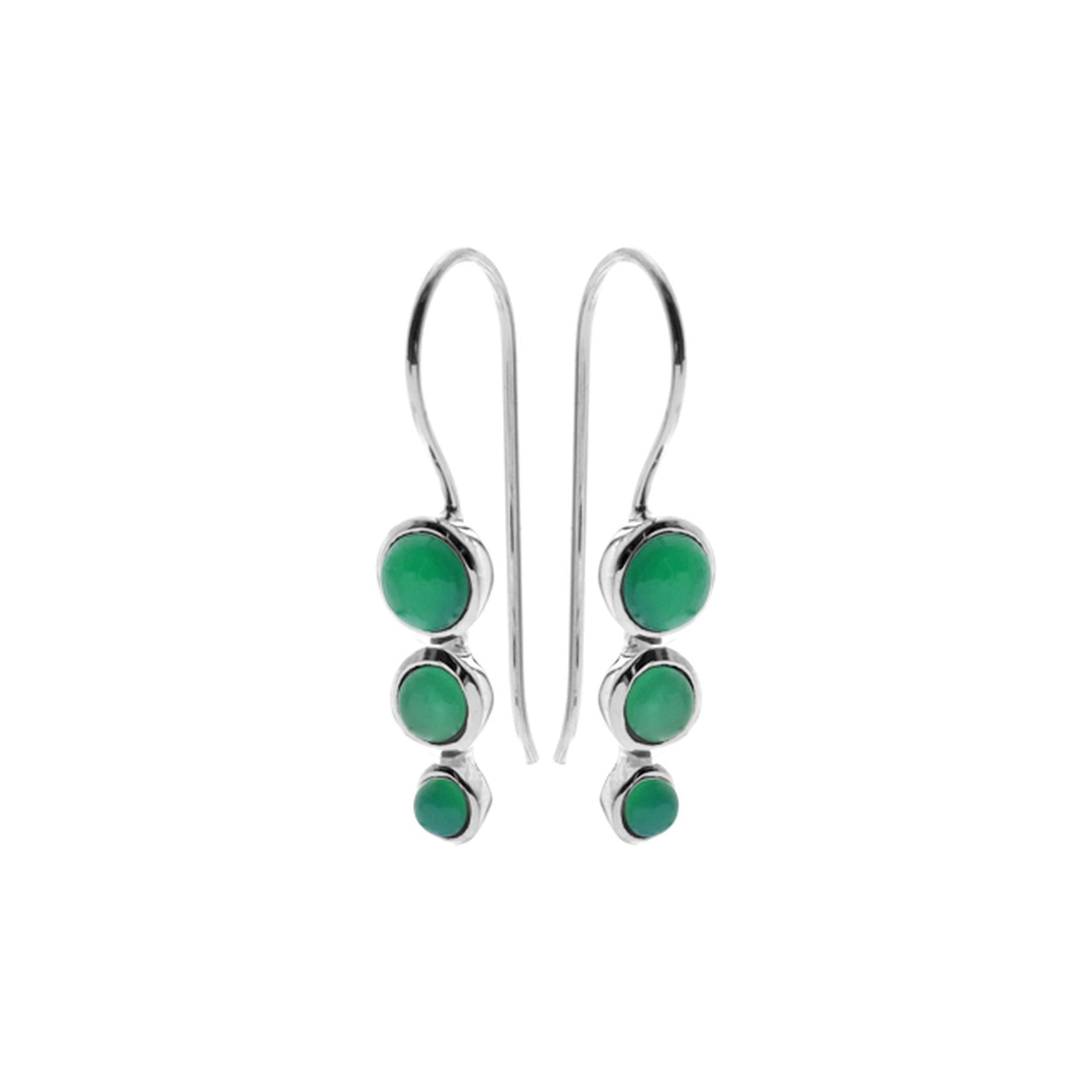 Bridget graduated green agate rounds earrings
