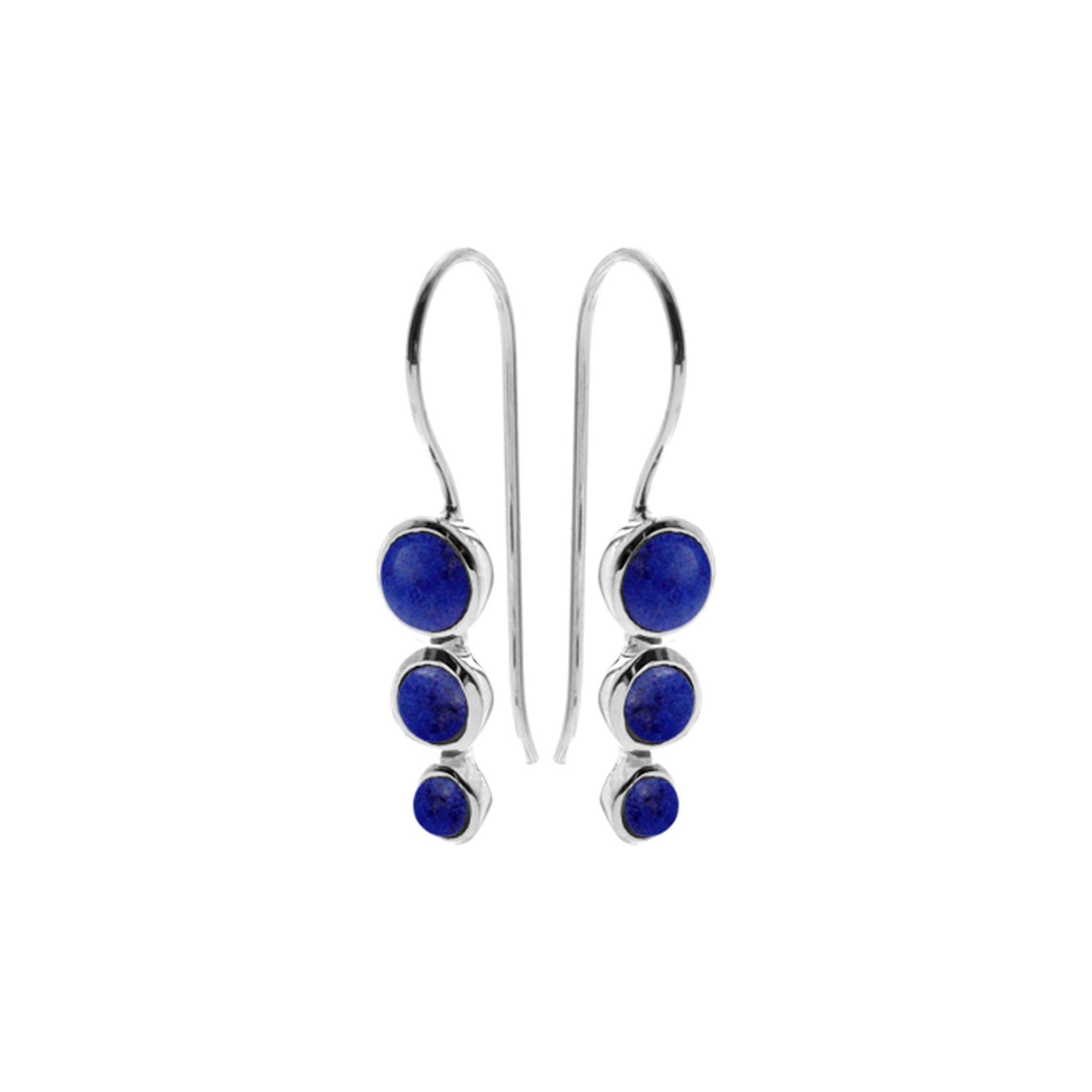 Bridget graduated lapis lazuli rounds earrings