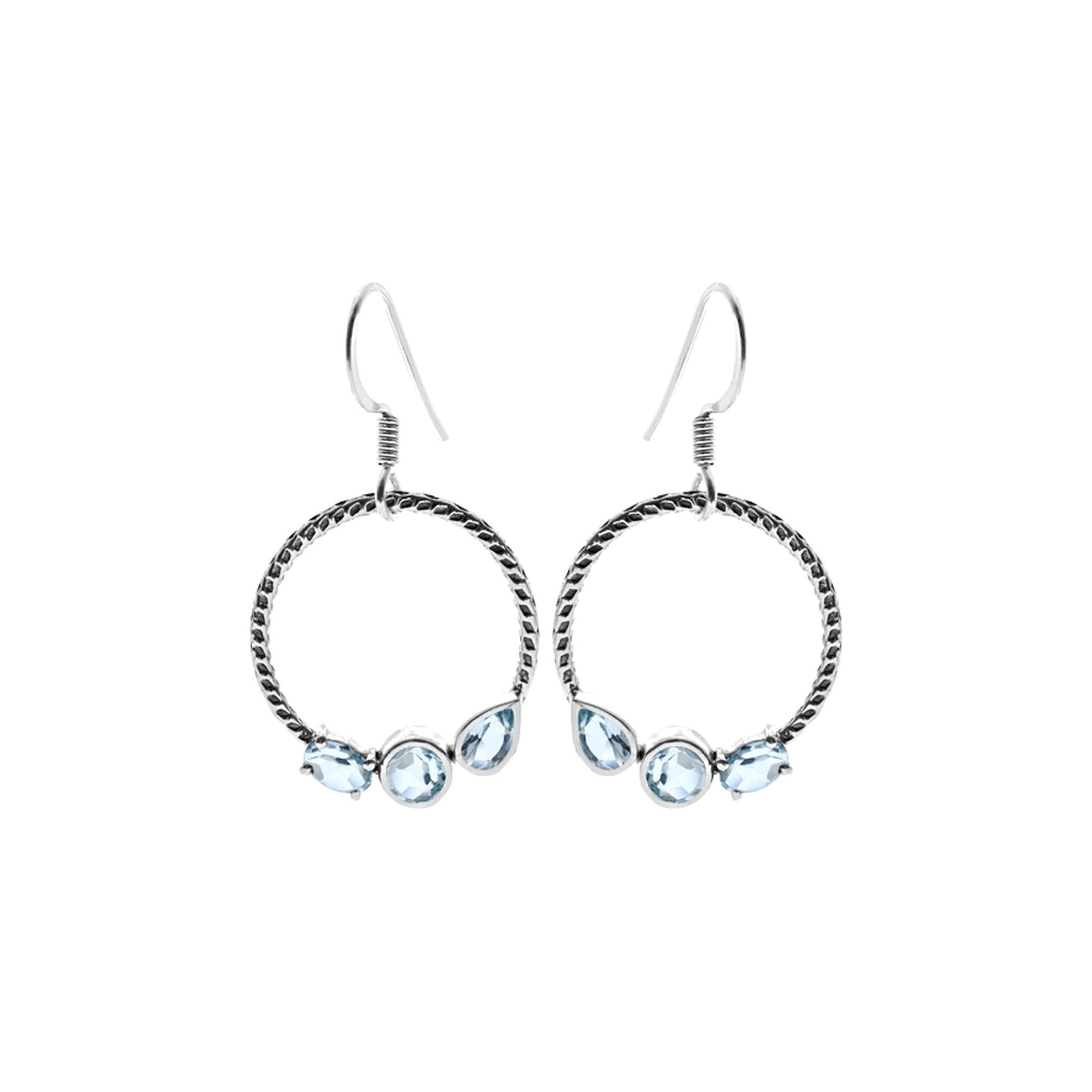 Tilly multi-shaped blue topaz rope hoop earrings