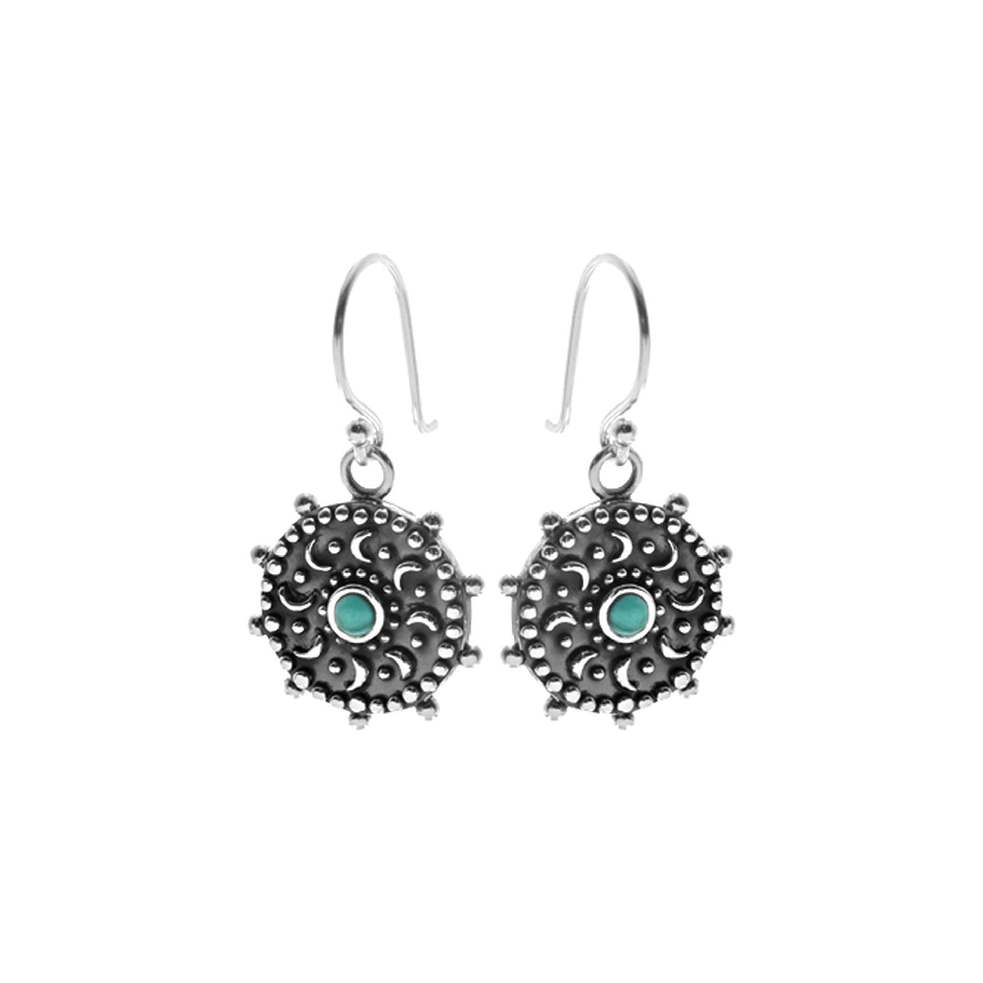 Zora turquoise moon mandala earrings
