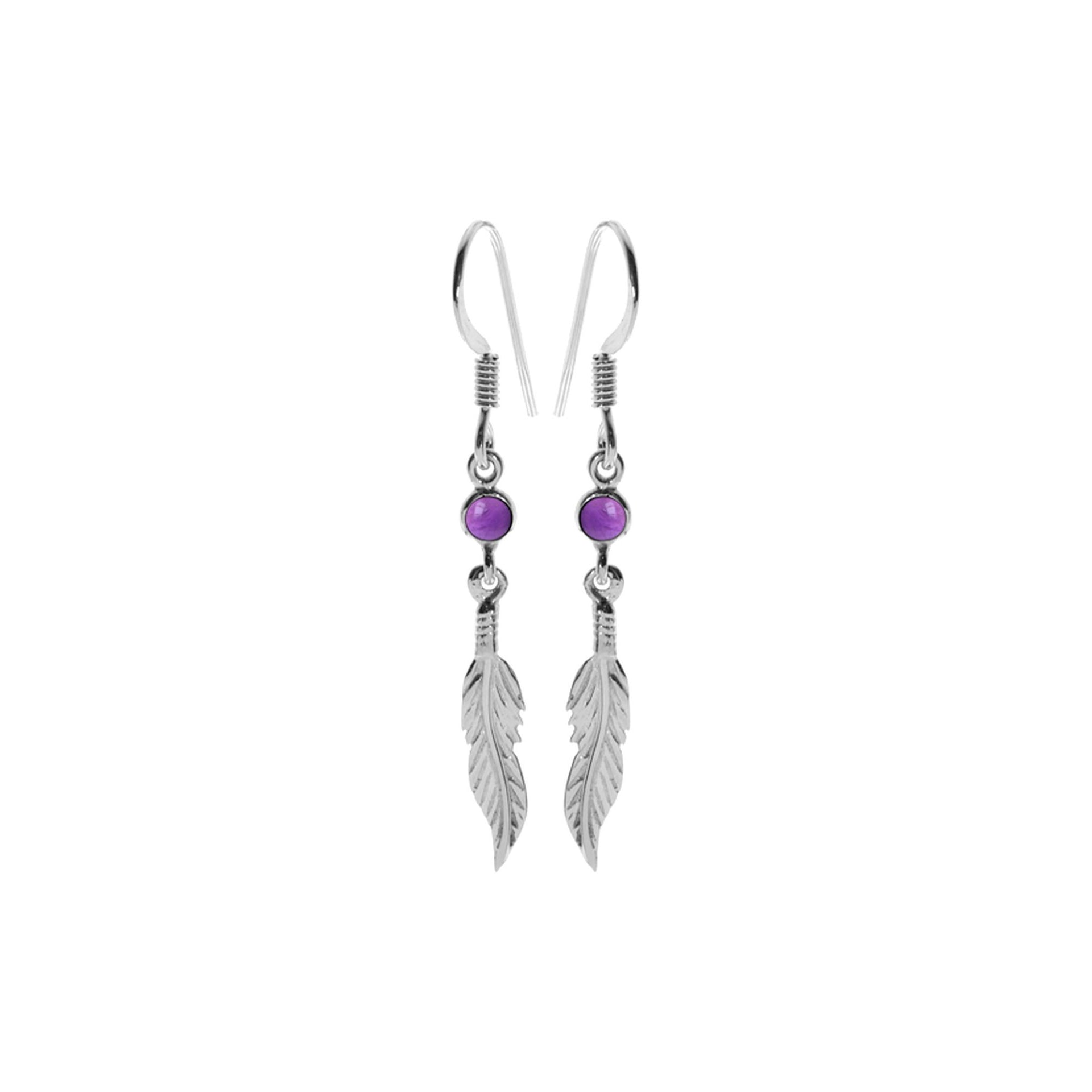 Catalina amethyst feather earrings