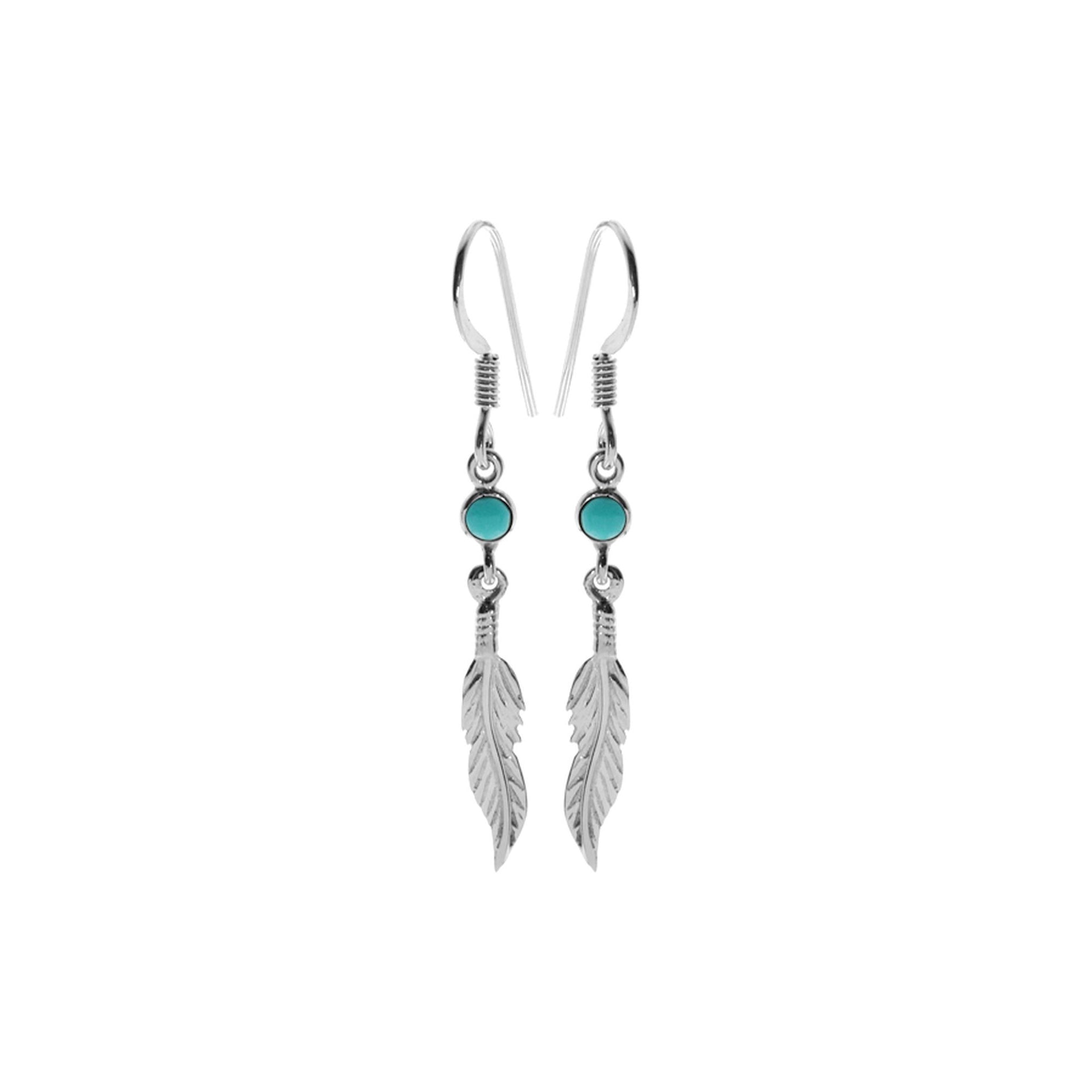 Catalina turquoise feather earrings