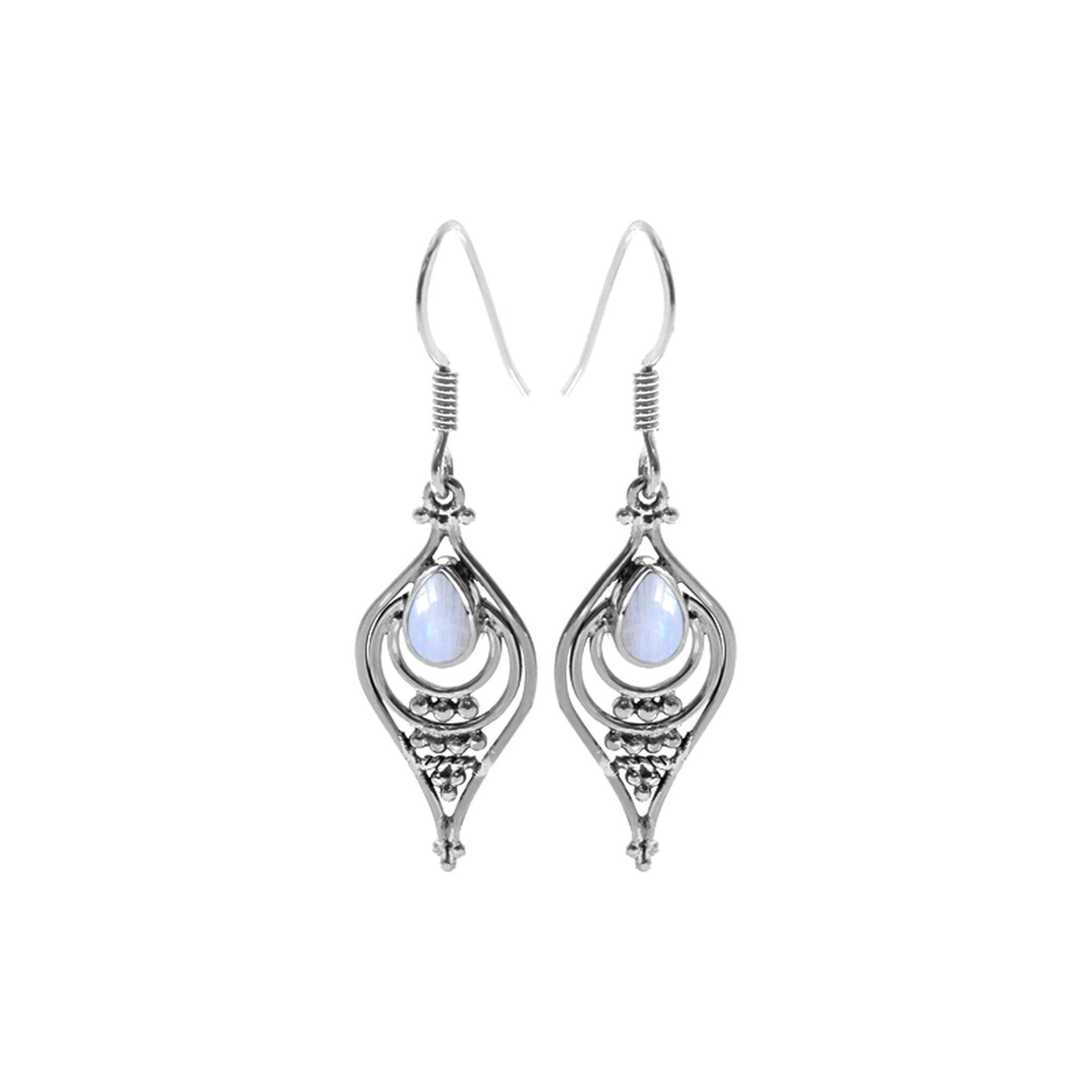 Isla ellipse rainbow moonstone earrings