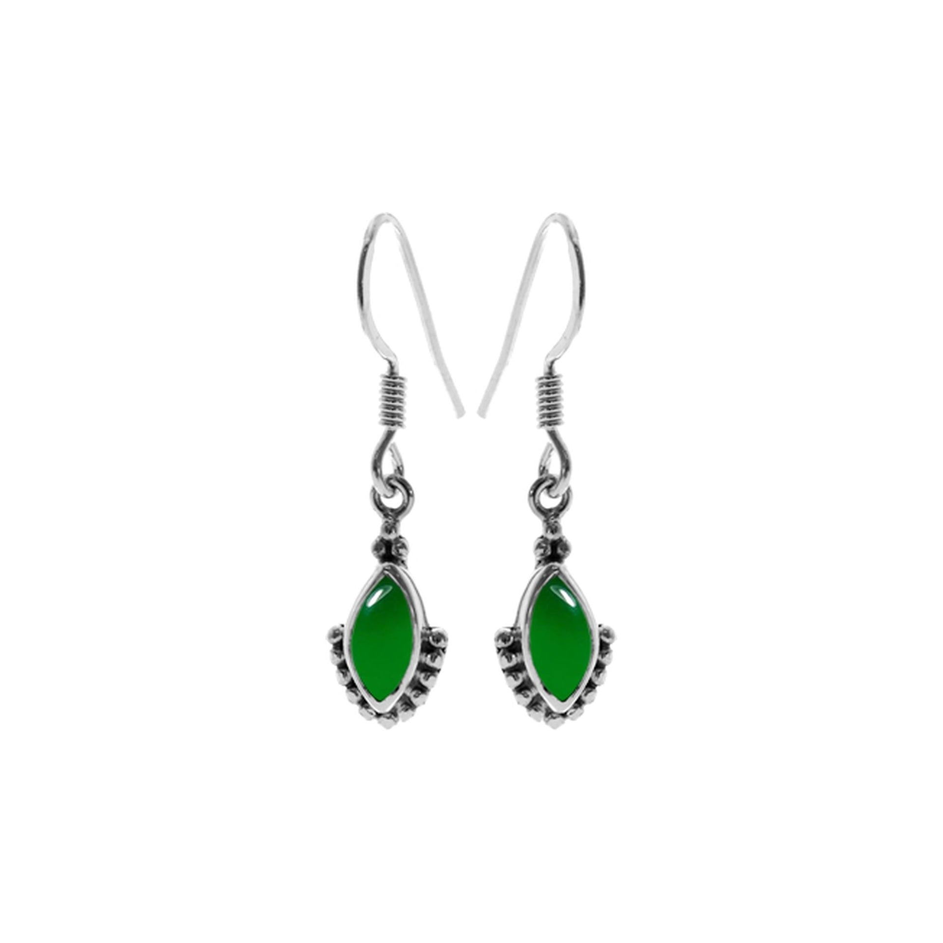 Isla marquis green agate earrings